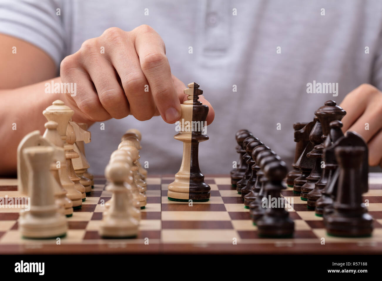 Hand Man Taking Chess Piece Make Next Move Chess Game Stock Photo by  ©guruxox 640426490