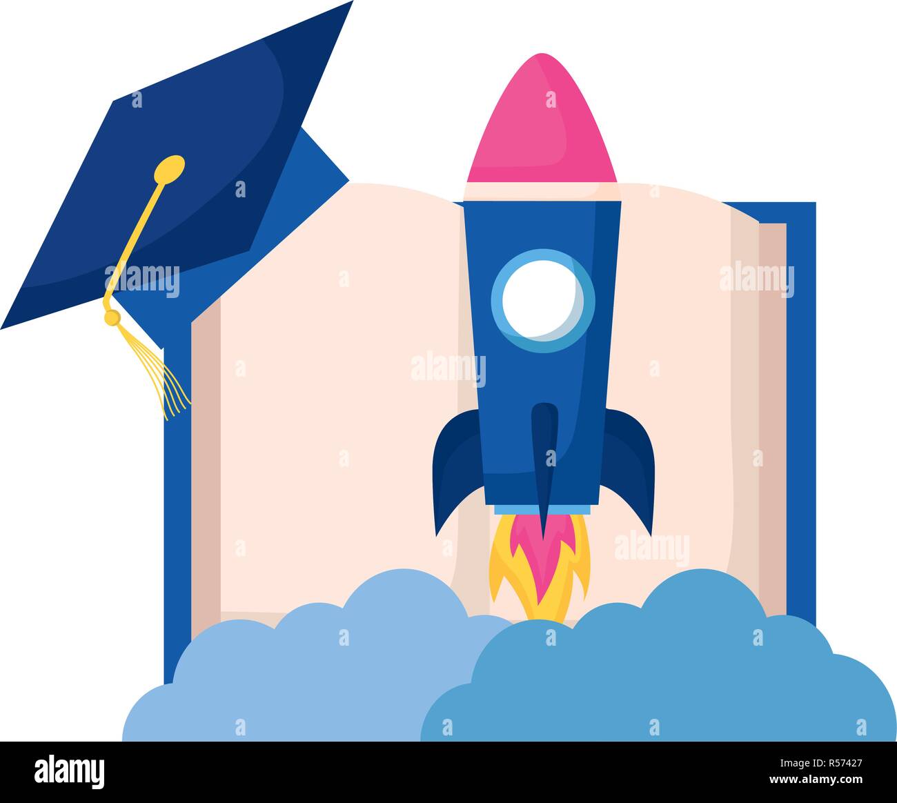 rocket book graduation hat education supplies school vector ...