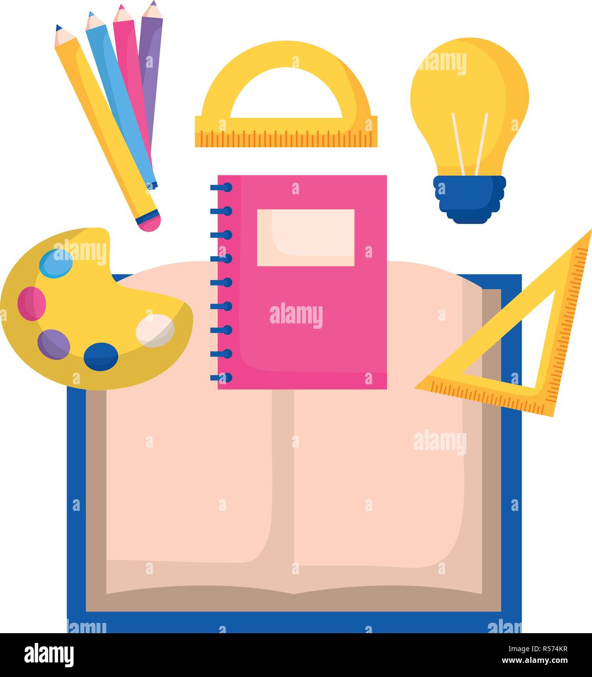 book notebook ruler color palette education supplies school vector ...