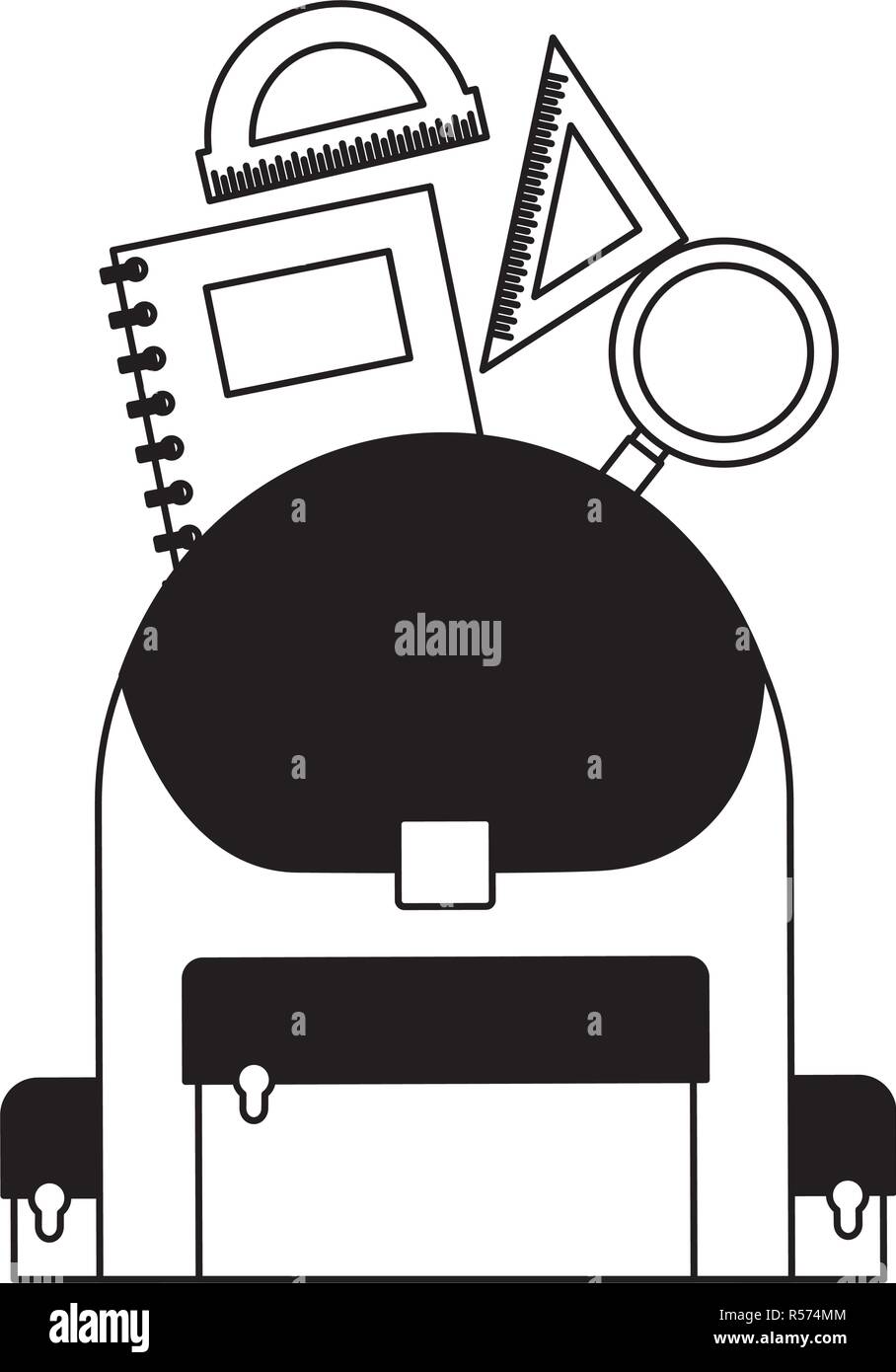 backpack notebook ruler education supplies school vector illustration ...