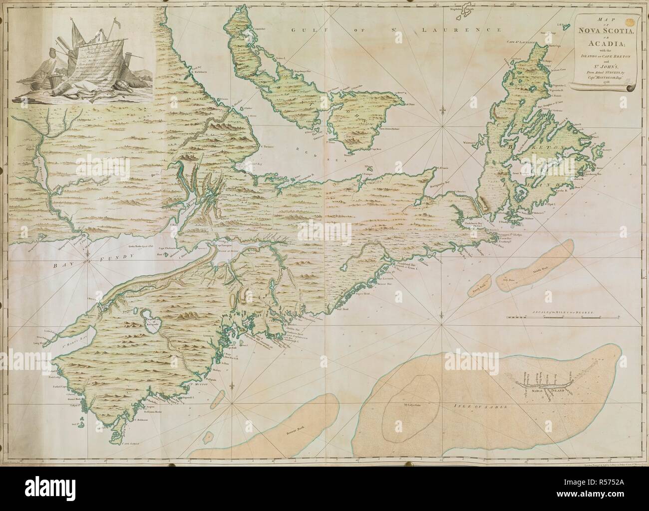 Nova Scotia Islands Map Map Of Nova Scotia, Or Acadia, With The Islands Of Cape Breton And St  John's. [London], A. Dury, 1768. Source: Maps K.top.119.59.1.2.Tab.  Language: English. Author: Montresor, John Stock Photo - Alamy
