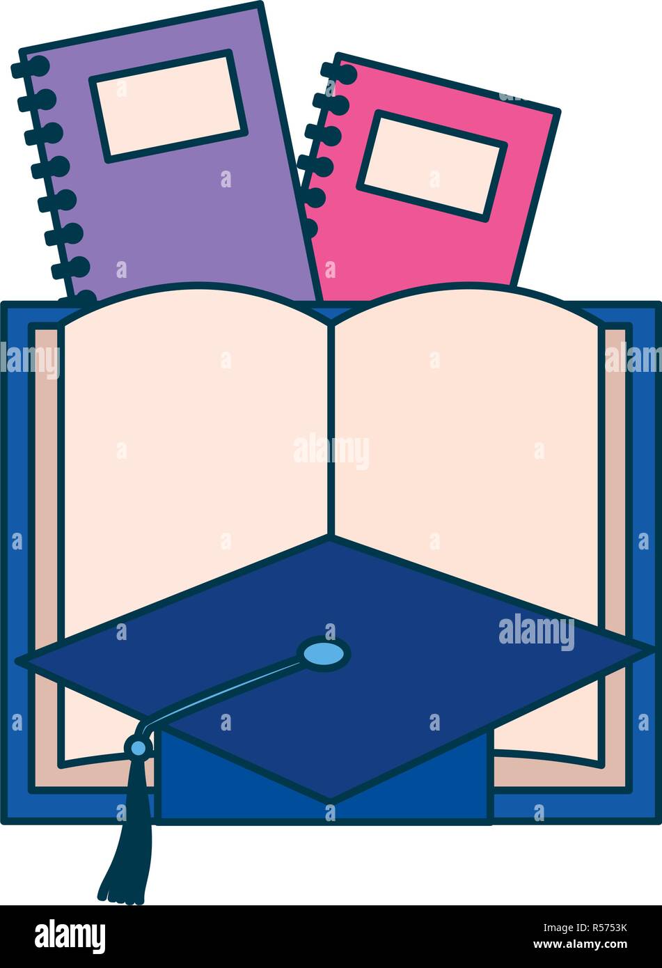 book graduation hat books education supplies school vector illustration ...