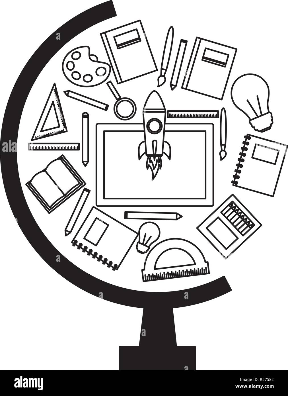 globe with education supplies school vector illustration vector illustration Stock Vector