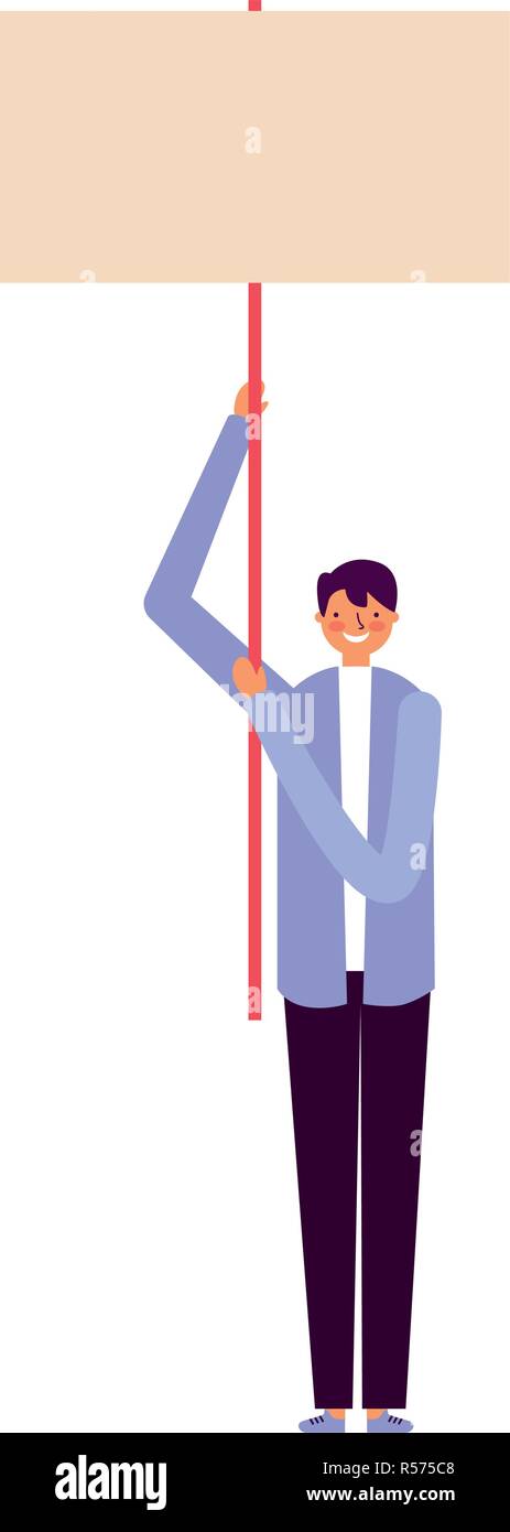 man smile holding empty banner vector illustration Stock Vector Image ...