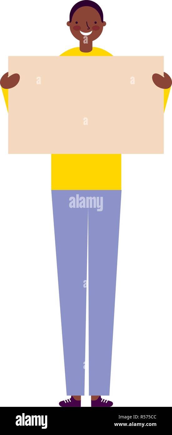 man smile holding empty banner vector illustration Stock Vector Image ...