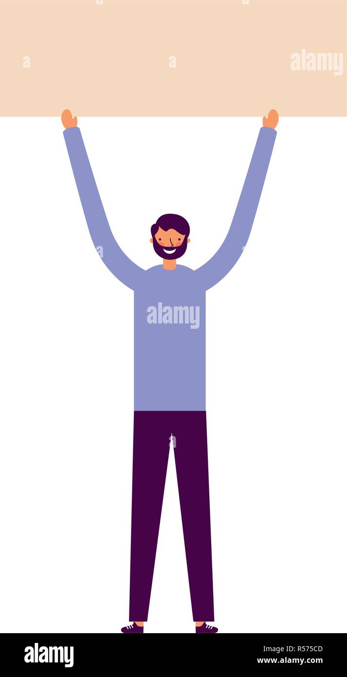 man smile holding empty banner vector illustration Stock Vector Image ...
