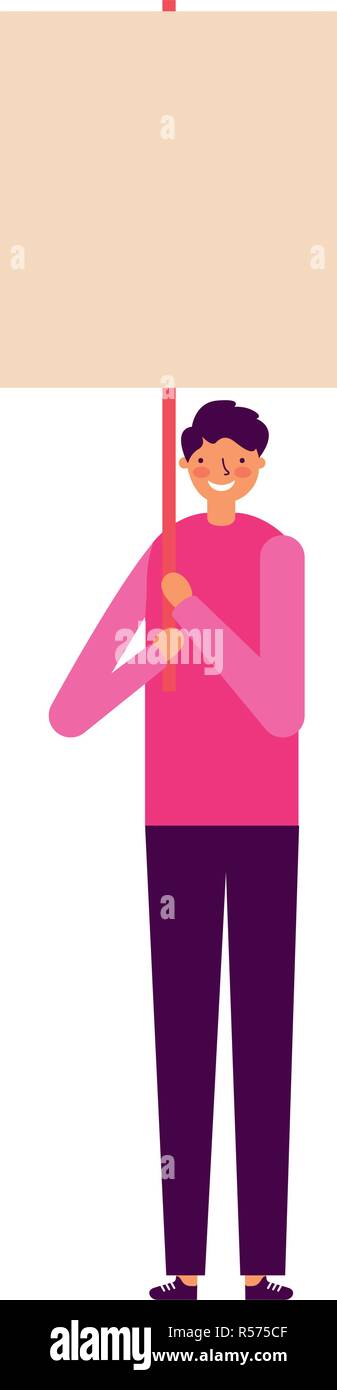 man smile holding empty banner vector illustration Stock Vector Image ...