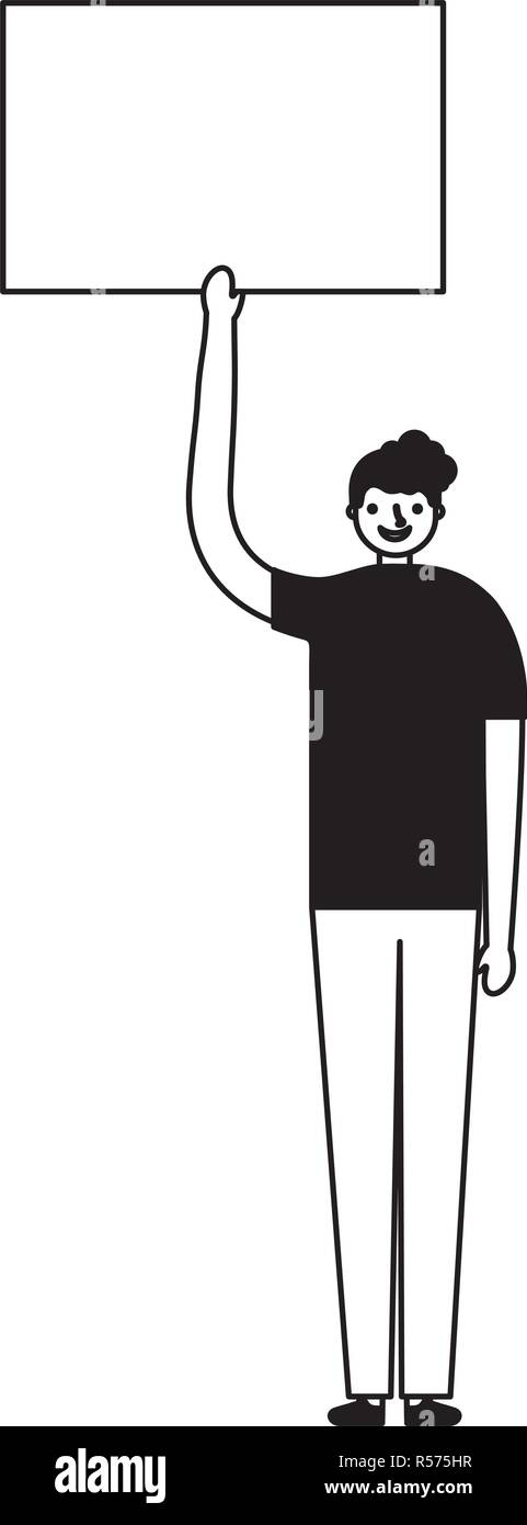 man smile holding empty banner vector illustration Stock Vector Image ...