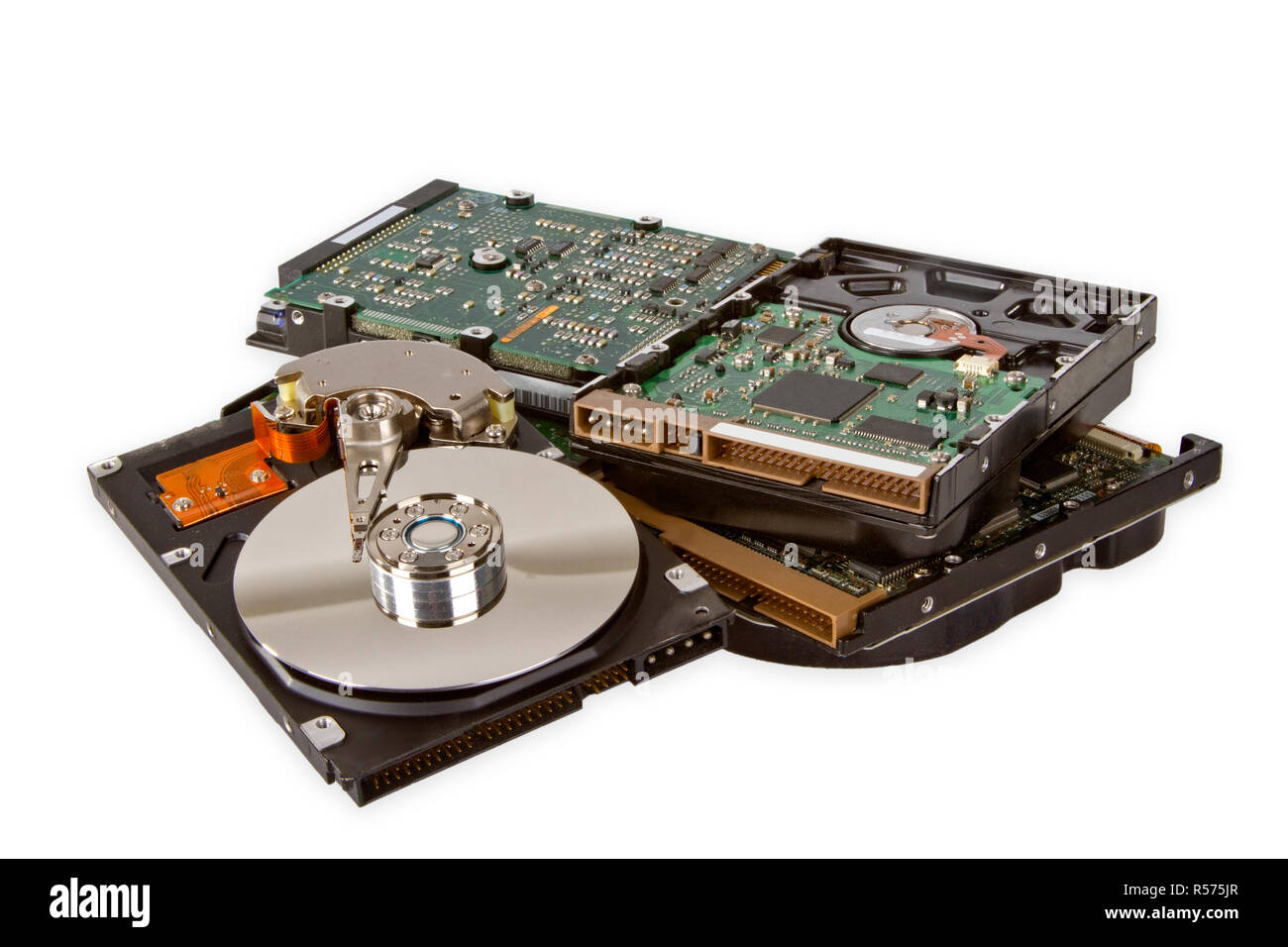 the inside of a hard drive Stock Photo