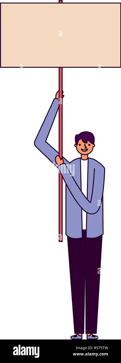 man smile holding empty banner vector illustration Stock Vector Image ...