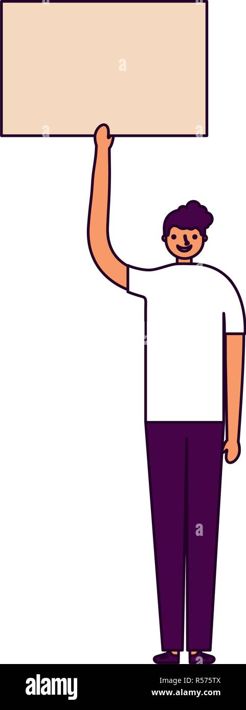 man smile holding empty banner vector illustration Stock Vector Image ...