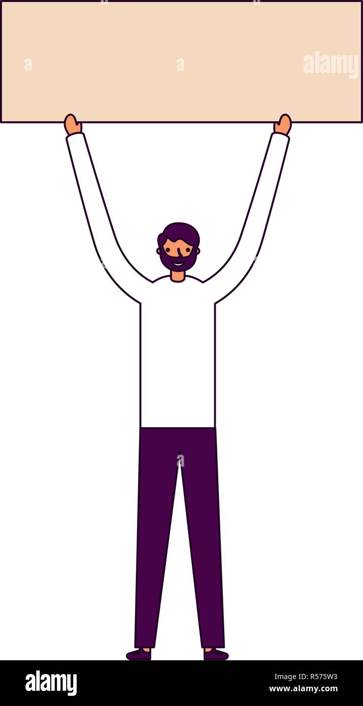 man smile holding empty banner vector illustration Stock Vector Image ...