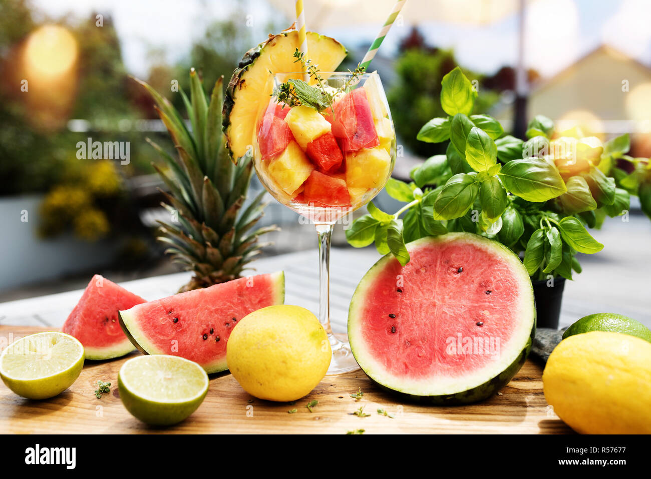 fresh exotic fruit cocktail Stock Photo Alamy