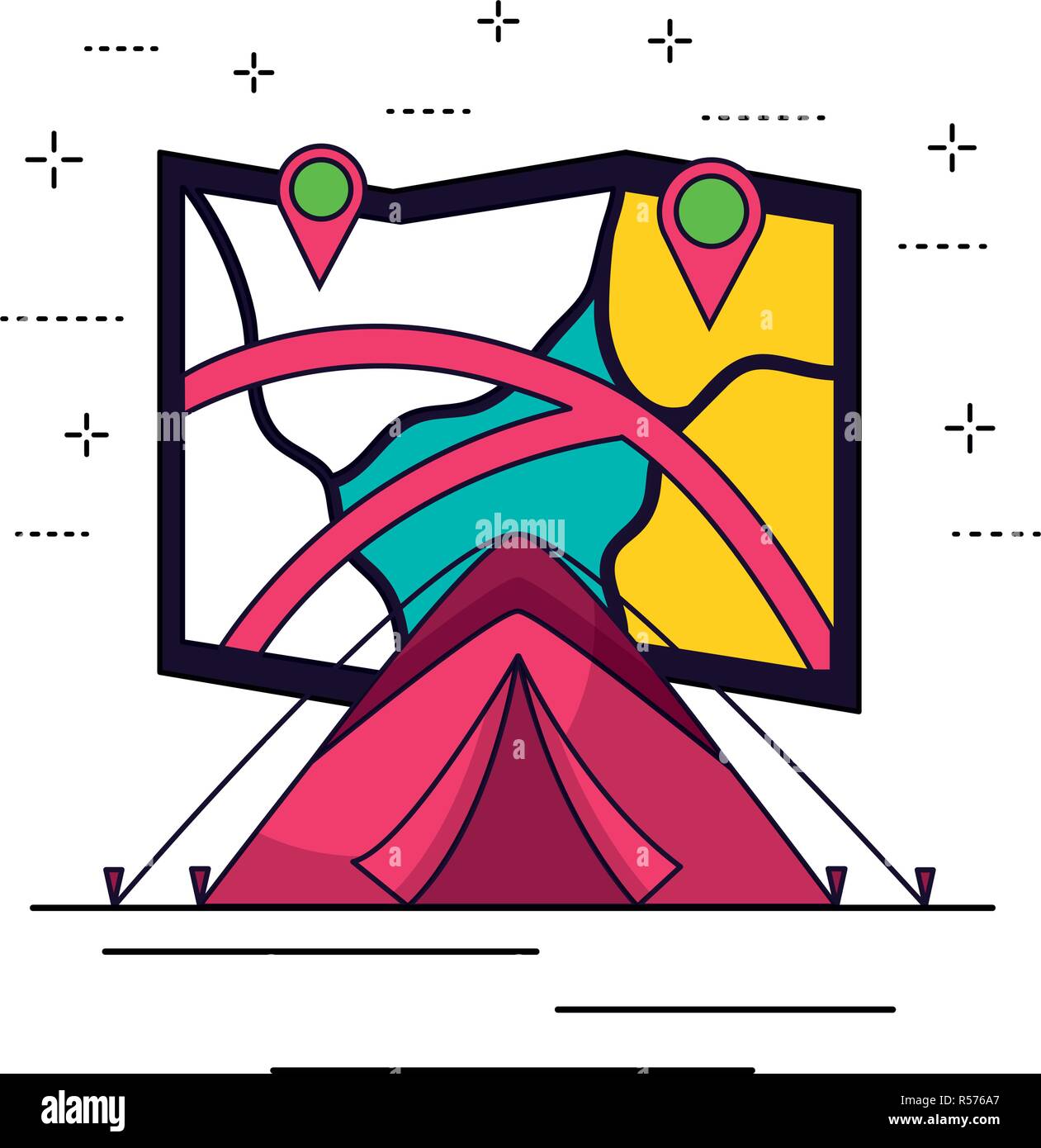 tent map location camping summer vector illustration Stock Vector Image ...