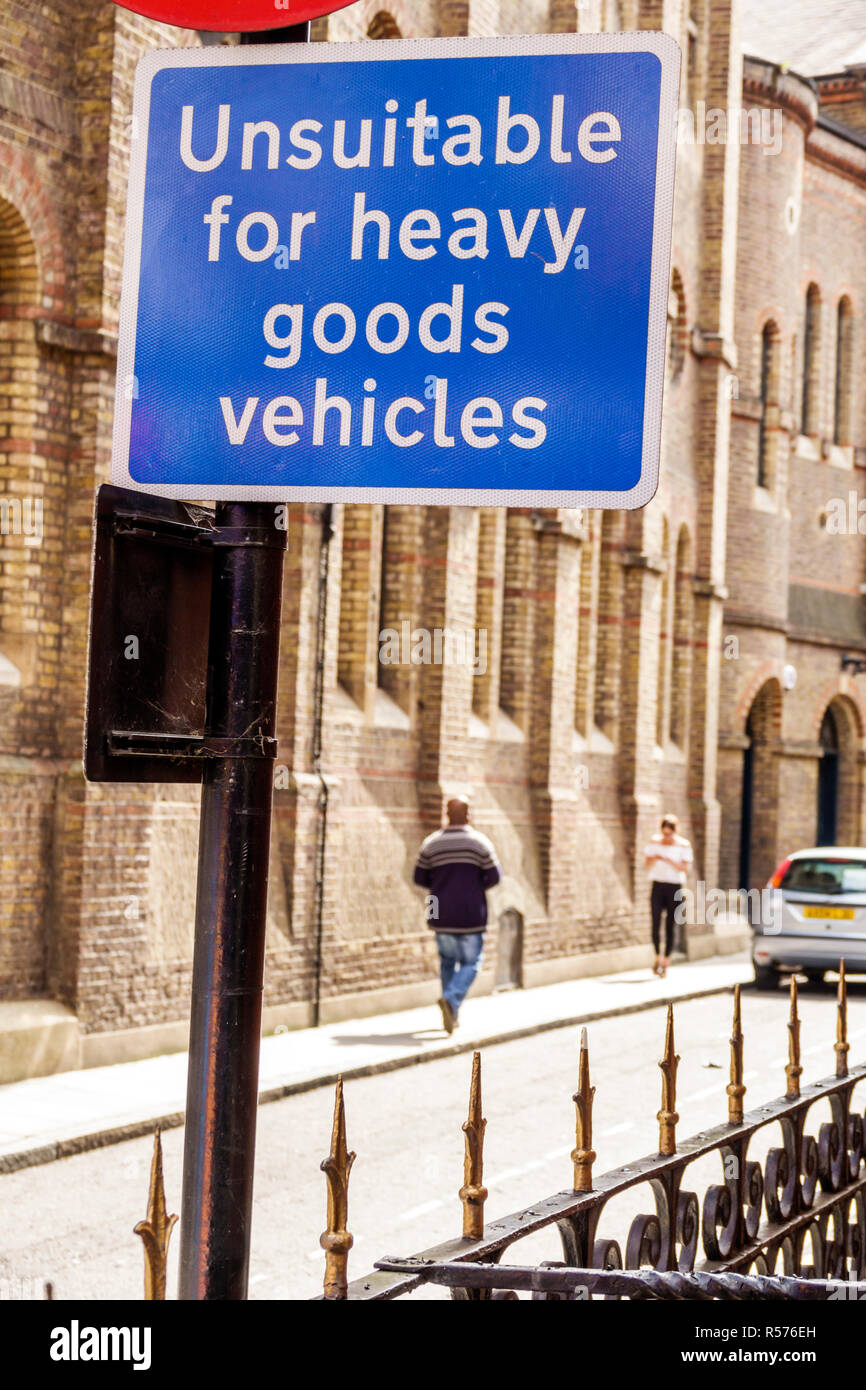 London England,UK,Westminster,Caxton Street,traffic sign,restricted access,unsuitable for heavy goods vehicles,UK GB English Europe,UK180828071 Stock Photo