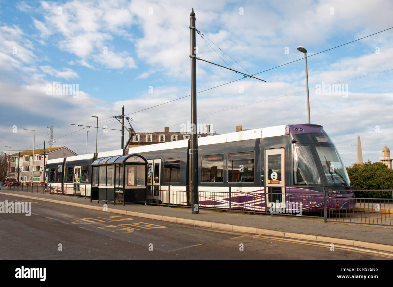 Blackpool tram 012 at Fleetwood terminus Stock Photo