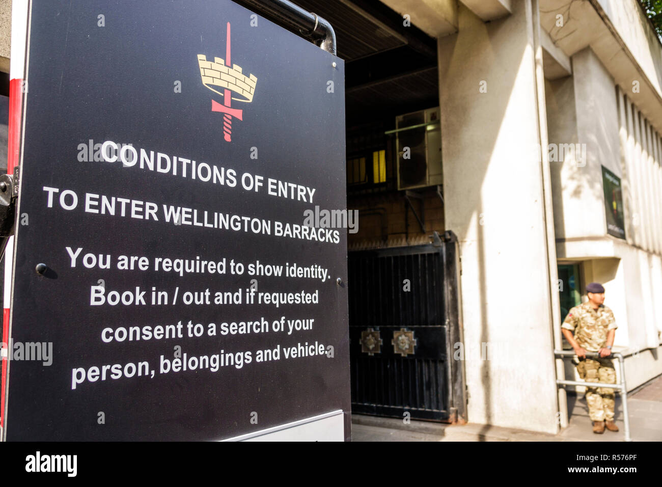 London England,UK,Westminster,Wellington Barracks,military installation,Foot Guards battalions,royal guards,regimental headquarters,exterior outside,U Stock Photo