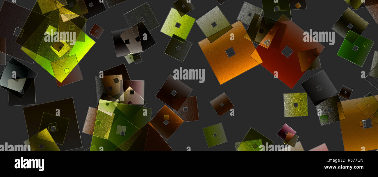 Abstract square panorama glass 3D background design illustration Stock Photo