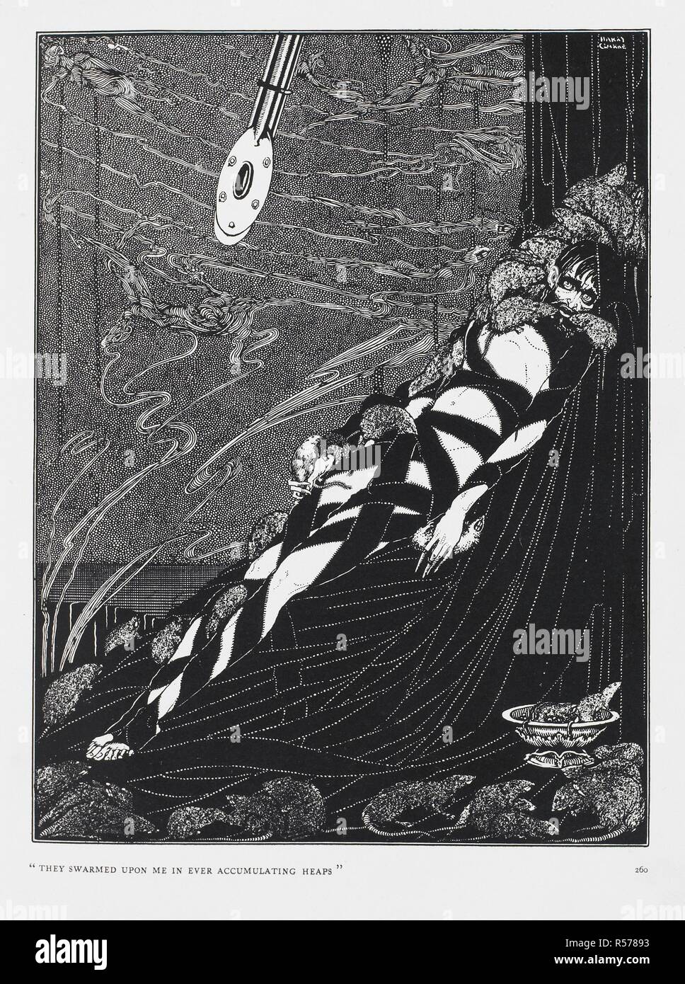 They swarmed upon me in ever accumalating heaps. From the story The Pit and the Pendulum. Tales of Mystery and Imagination ... Illustrated by Harry Clarke. G. G. Harrap & Co.: London, 1919. Source: 12703.i.43, opposite 260. Language: English. Stock Photo