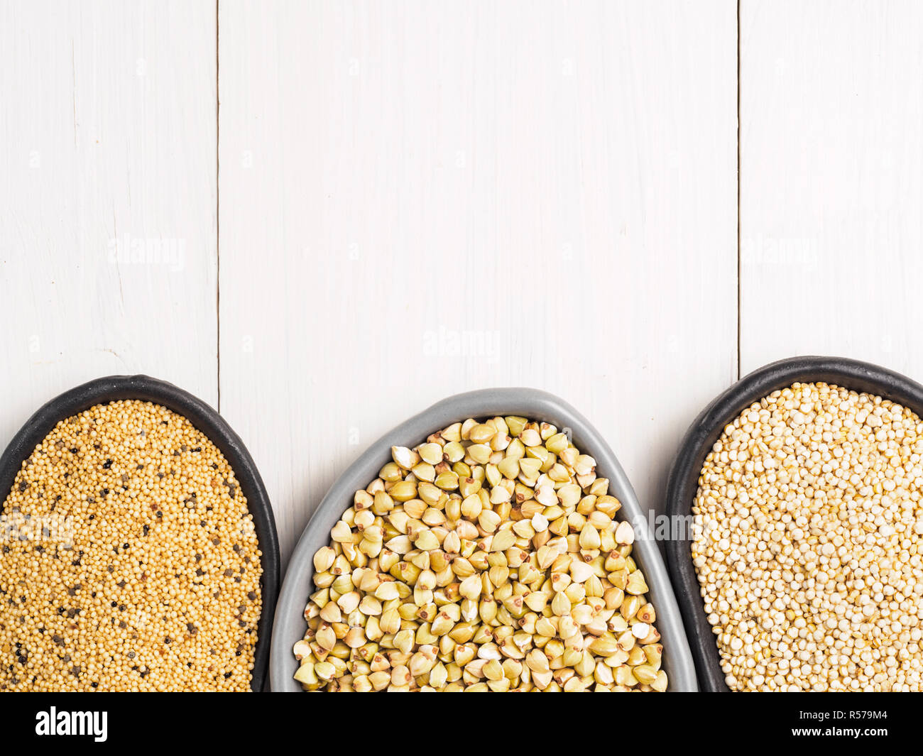 Green buckwheat, amaranth seeds and quinoa Stock Photo Alamy