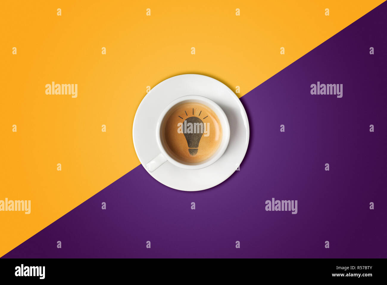 Lightbulb made in cup of coffee. Brain storm, idea concept or coffee