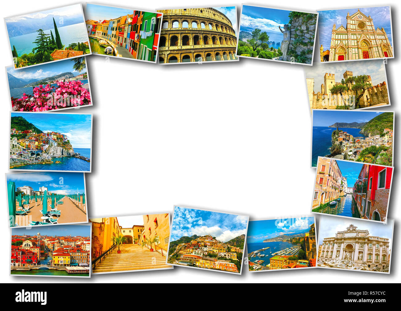 Collage from photos of Italy on white background Stock Photo