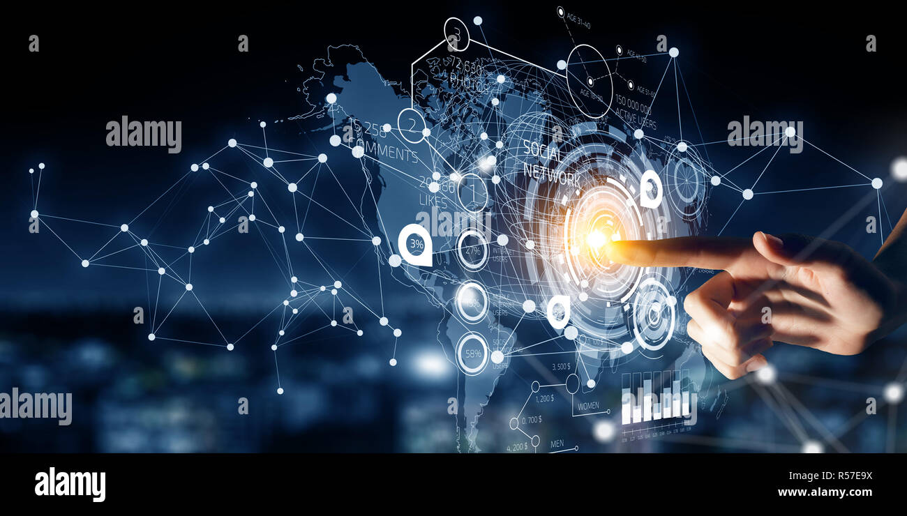 New media technologies in use. Mixed media Stock Photo