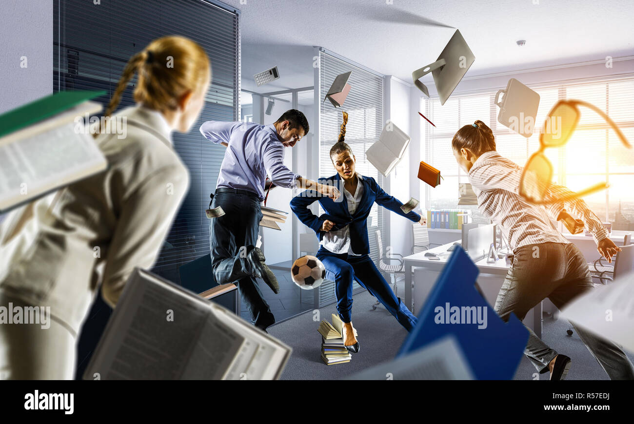 Business team games. Mixed media Stock Photo