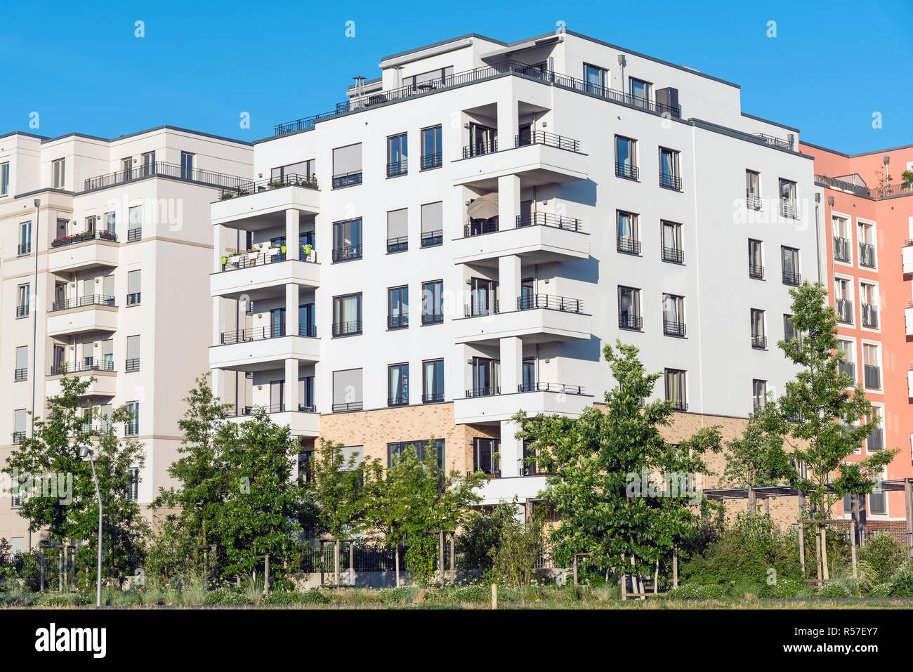 white new apartment house seen in berlin,germany Stock Photo - Alamy