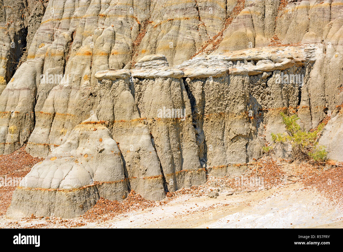 Eroded Rock in the Badlands of Theodore Roosevelt National Park Stock Photo