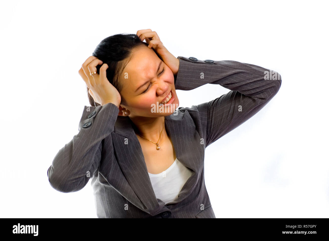 Asian Woman Stress Stock Photo