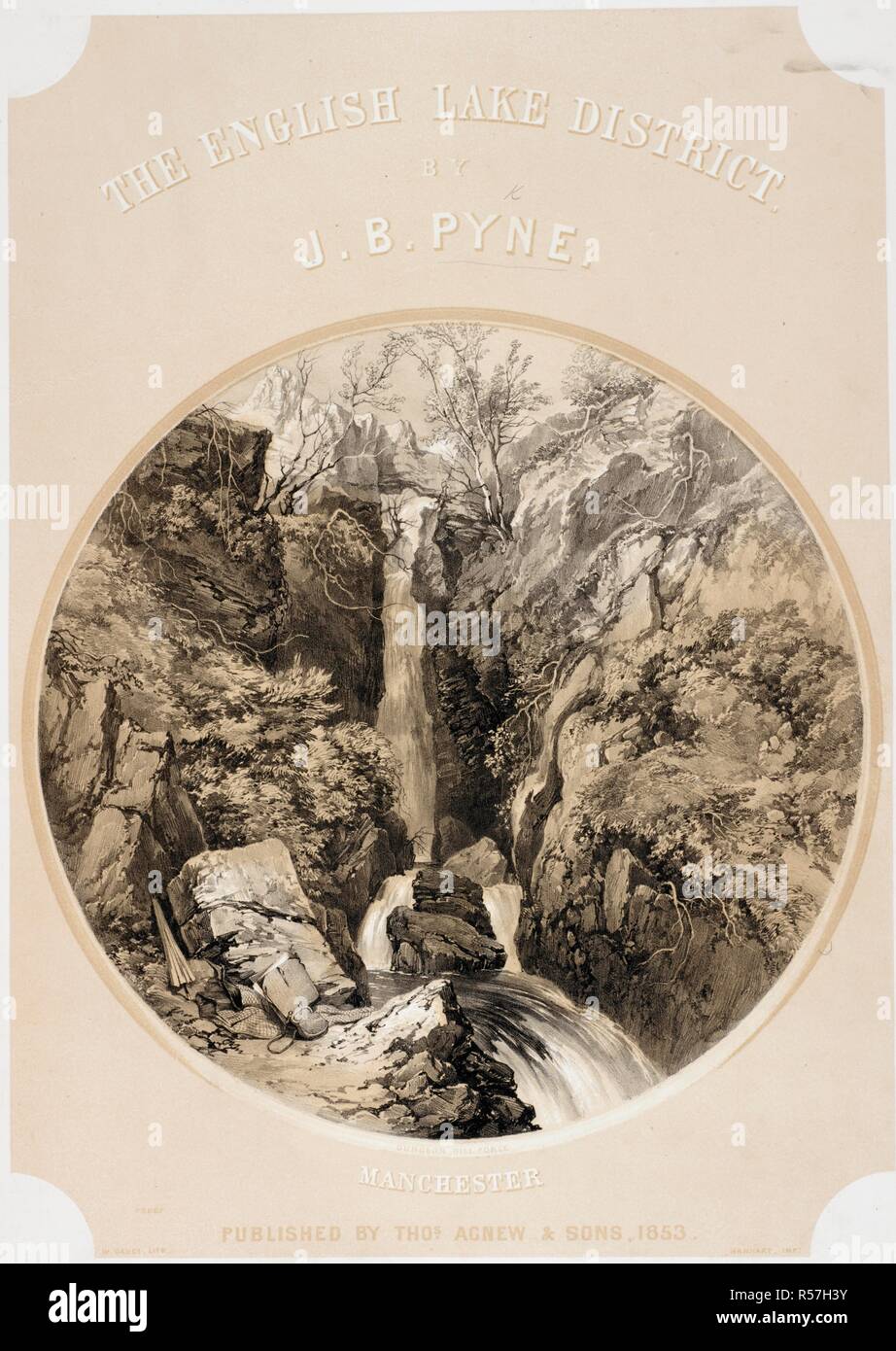A waterfall. The English Lake district (painted) by J B Payne (Lithographed by W Gauci) [With letter-press descriptions]. Manchester, 1853. Source: Cup.652.c.5, title page. Language: English. Stock Photo