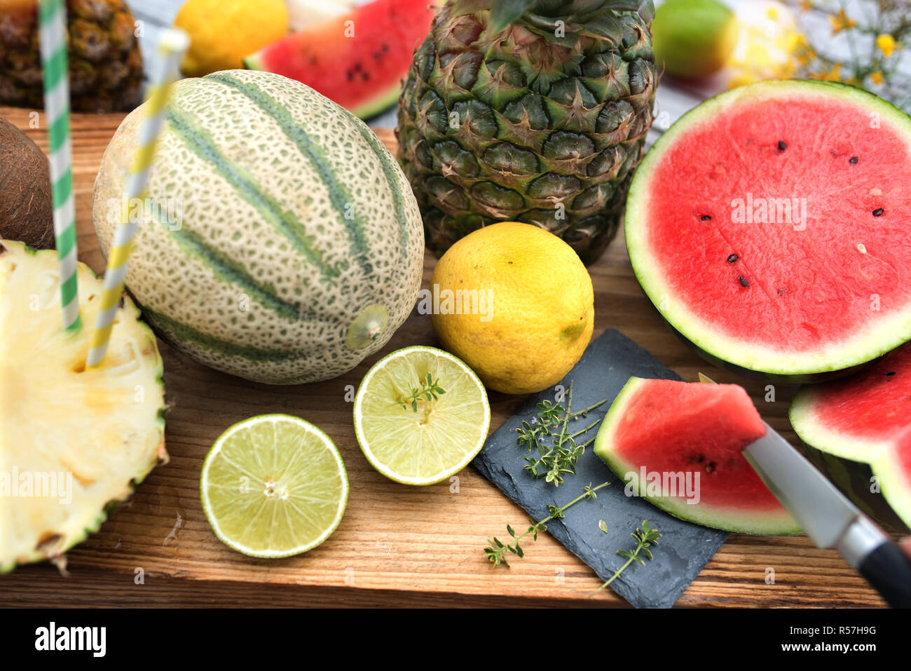 melons and other exotic fruits Stock Photo Alamy