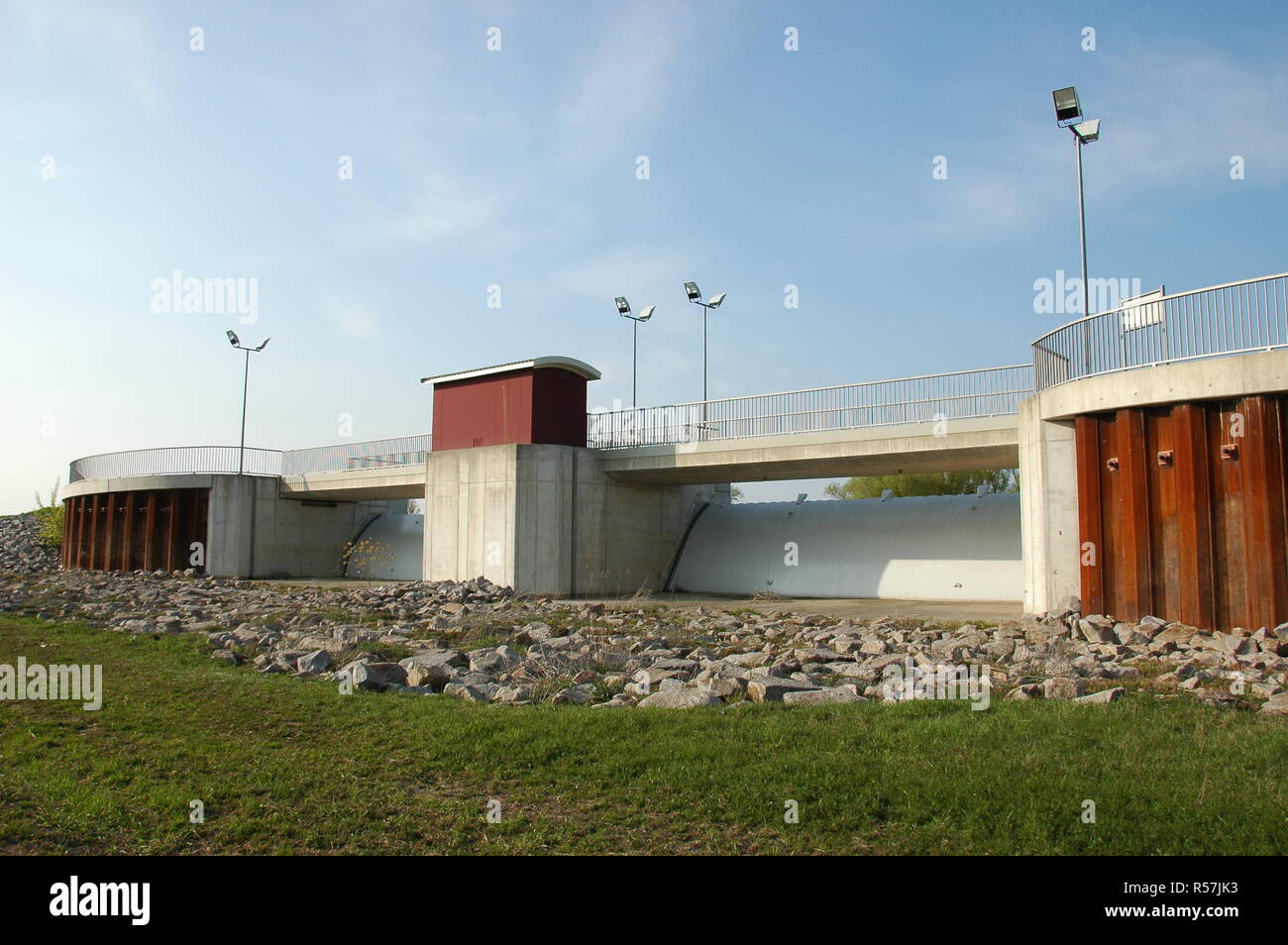 inlet and outlet structure polder wÃ¶rth jockgrim,pfalz Stock Photo