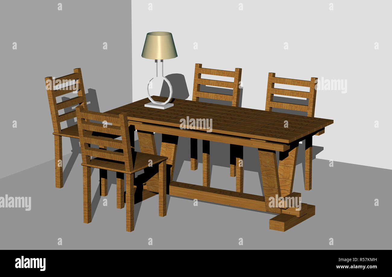 dining room with rustic furniture Stock Photo - Alamy