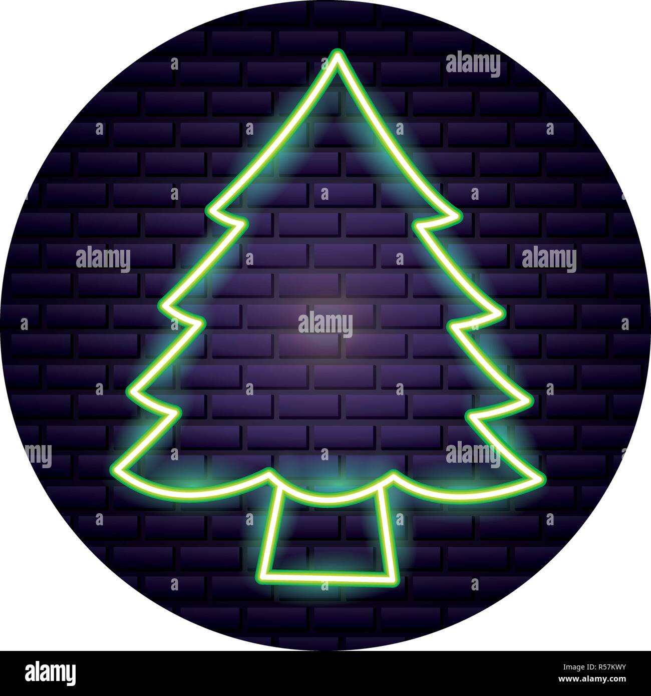 pine tree neon brick wall vector illustration Stock Vector Image & Art ...