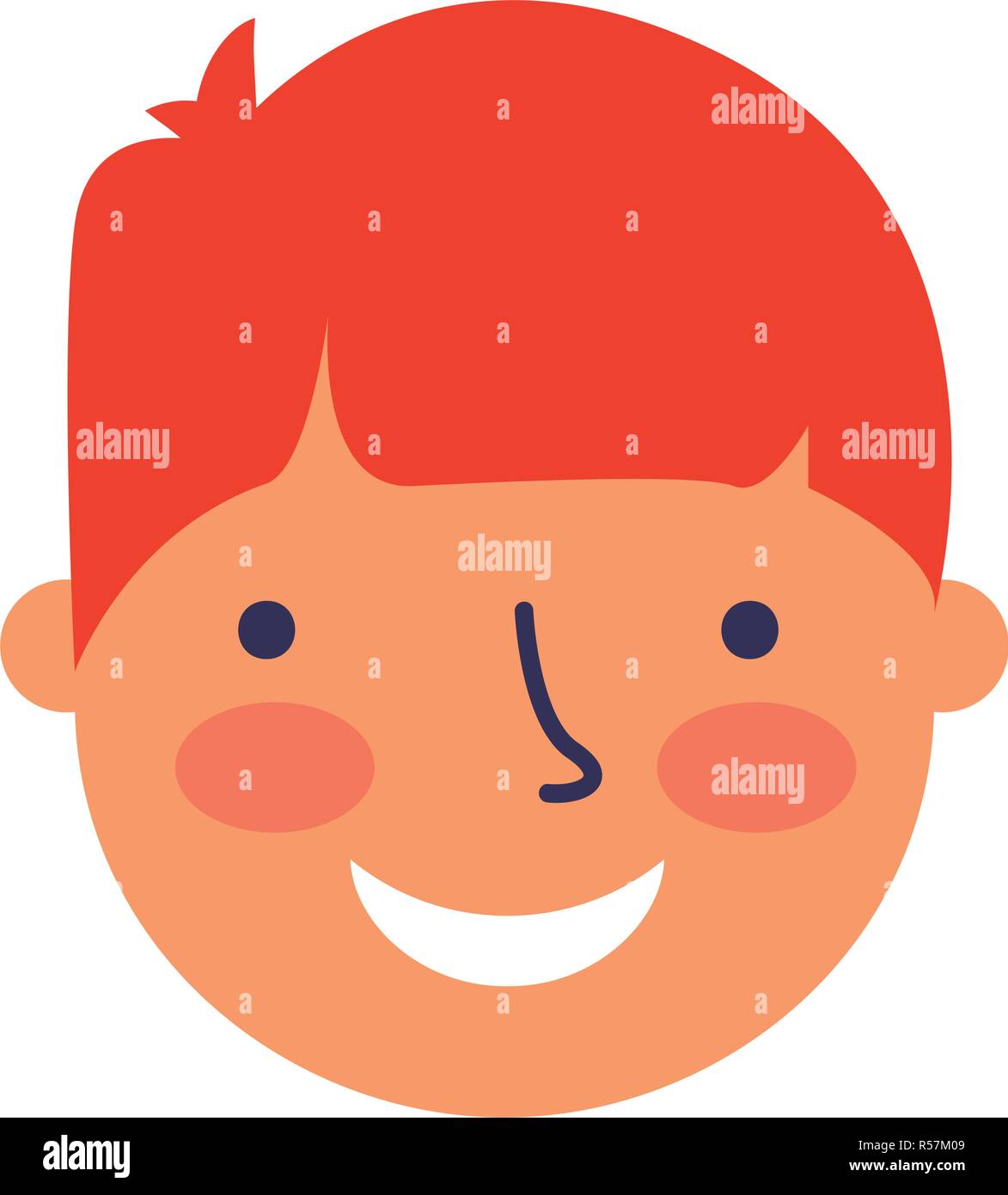 happy young boy face character vector illustration Stock Vector Image ...