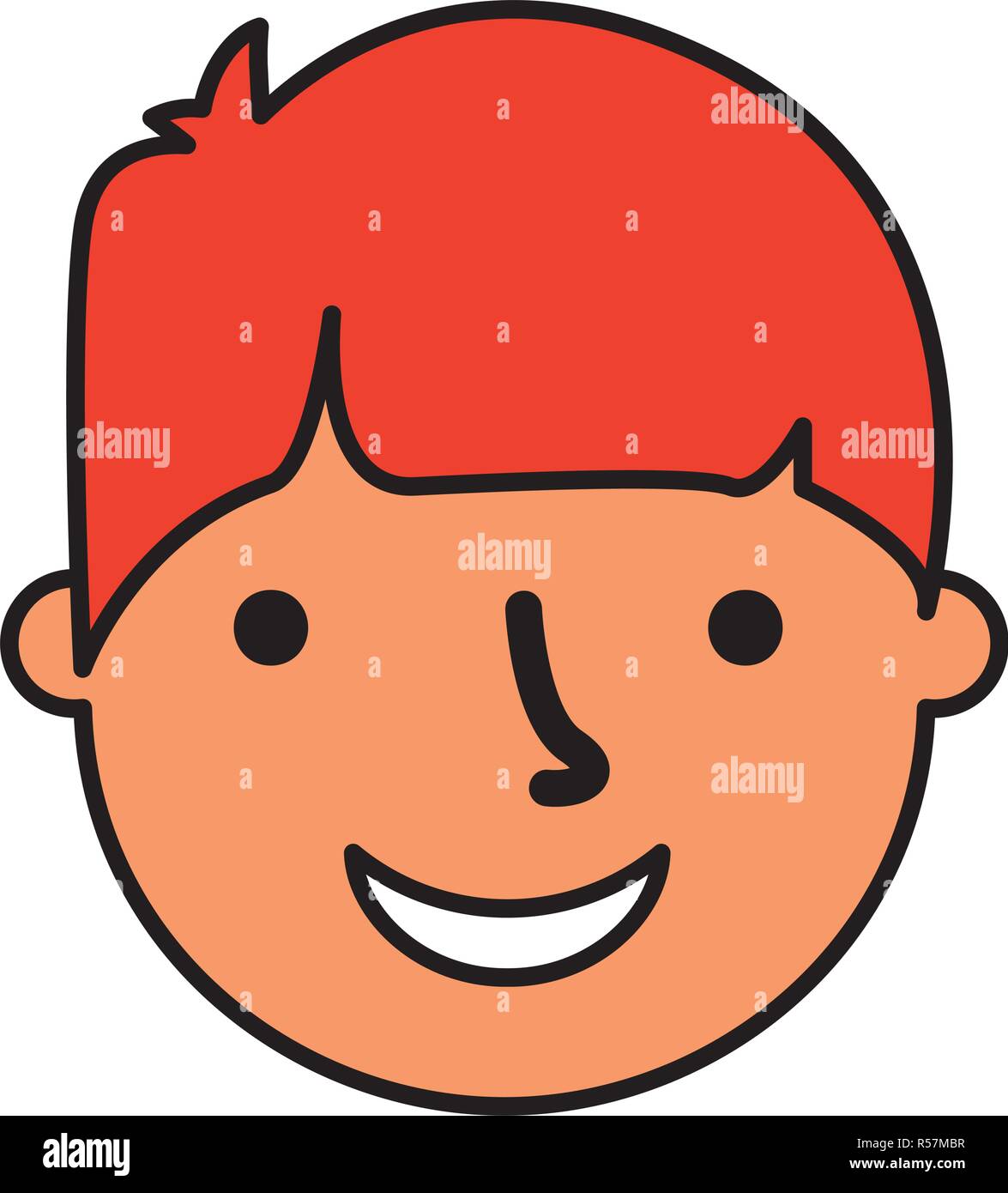 happy young boy face character vector illustration Stock Vector Image ...