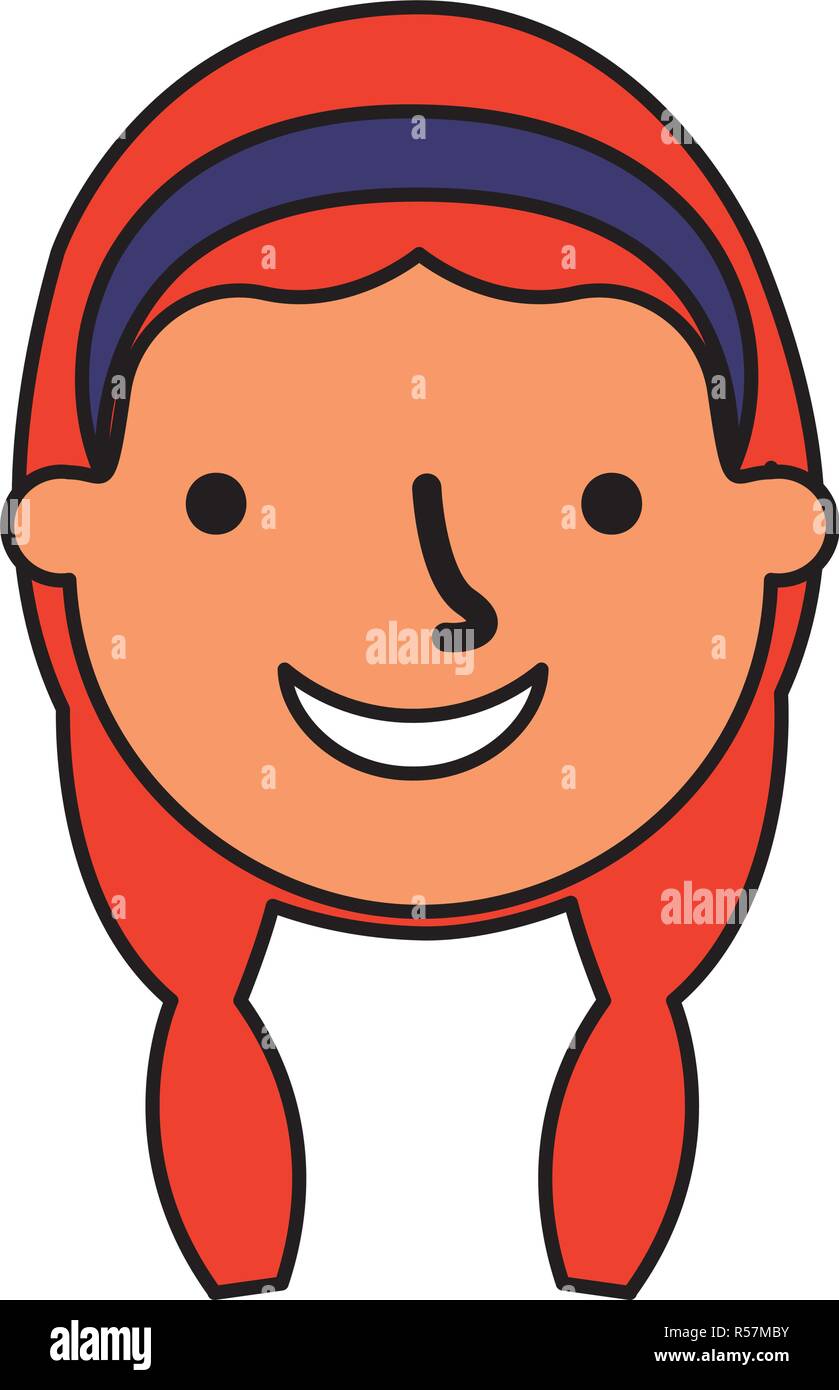 happy young girl face character vector illustration Stock Vector Image ...