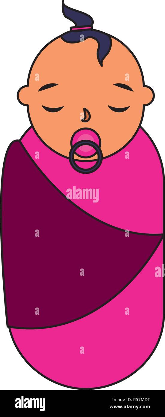 cute baby girl with pacifier vector illustration Stock Vector Image ...