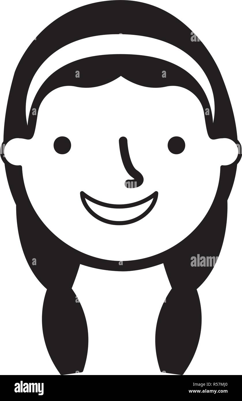 Happy Young Girl Face Character Vector Illustration Monochrome Stock Vector Image Art Alamy Happy Young Girl Face Character Vector Illustration Monochrome Stock Vector Image Art Alamy