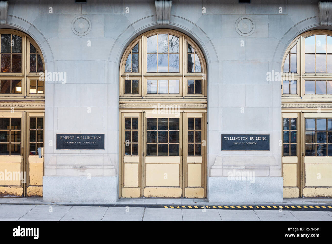 OTTAWA, CANADA - NOVEMBER 10, 2018: Entrance to the Wellington Building, the administrative building of the House of Commons, the lower chamber of the Stock Photo