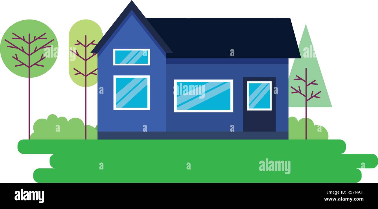house home exterior trees garden vector illustration Stock Vector Image ...