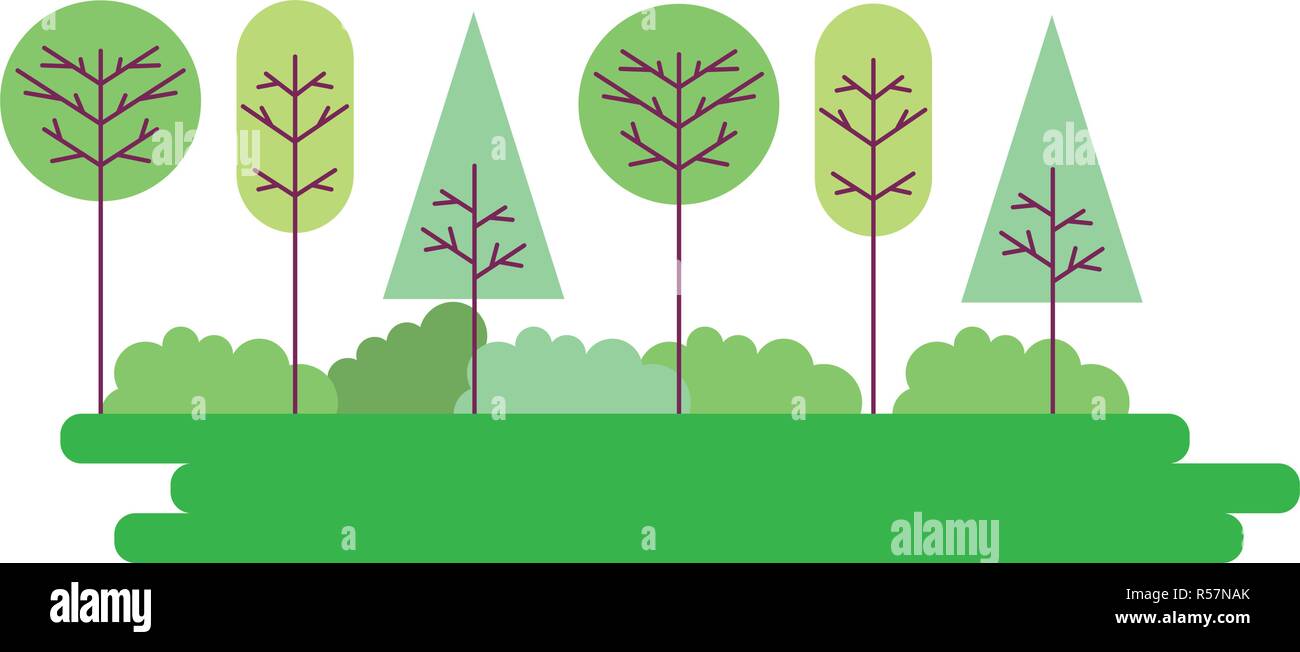 landscape trees grass on white background vector illustration Stock ...