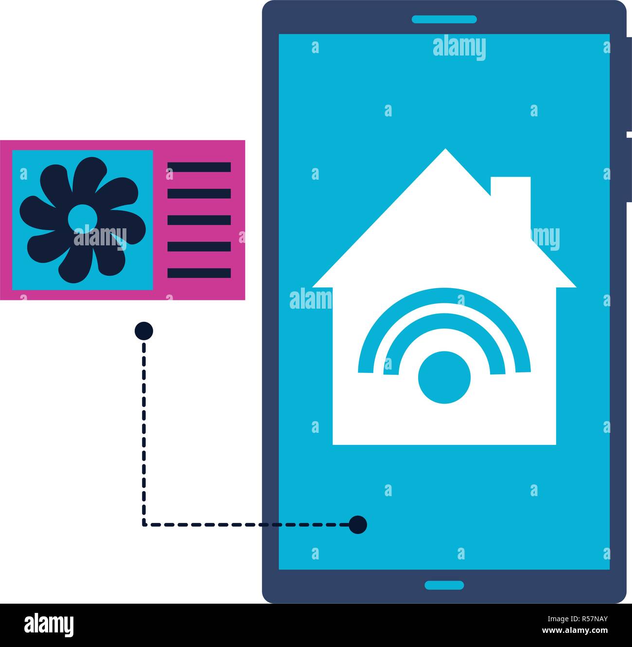 cellphone control air conditioner smart home vector illustration Stock Vector