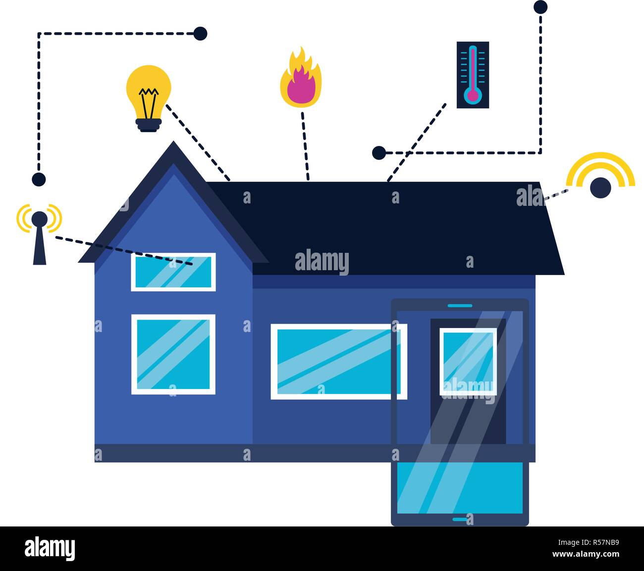 smart home smartphone monitoring control app vector illustration Stock ...