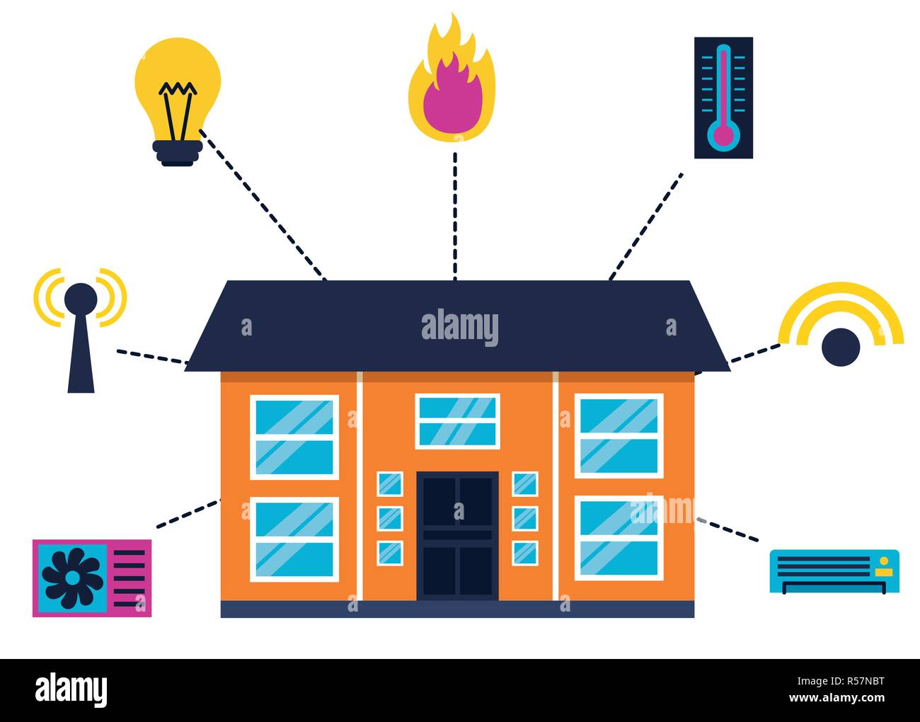 smart home system technology connection vector illustration Stock ...