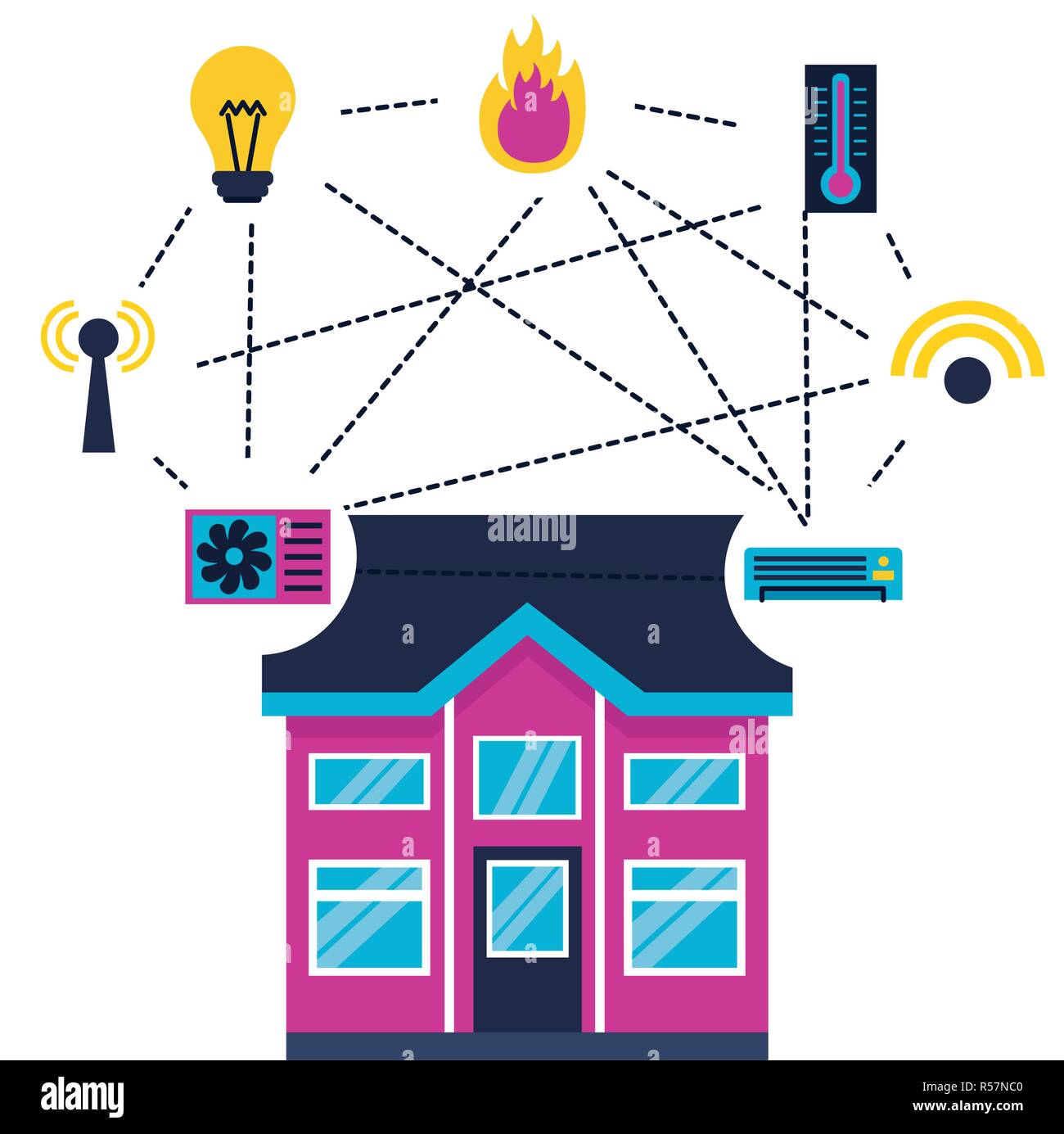 smart home system technology connection vector illustration Stock ...