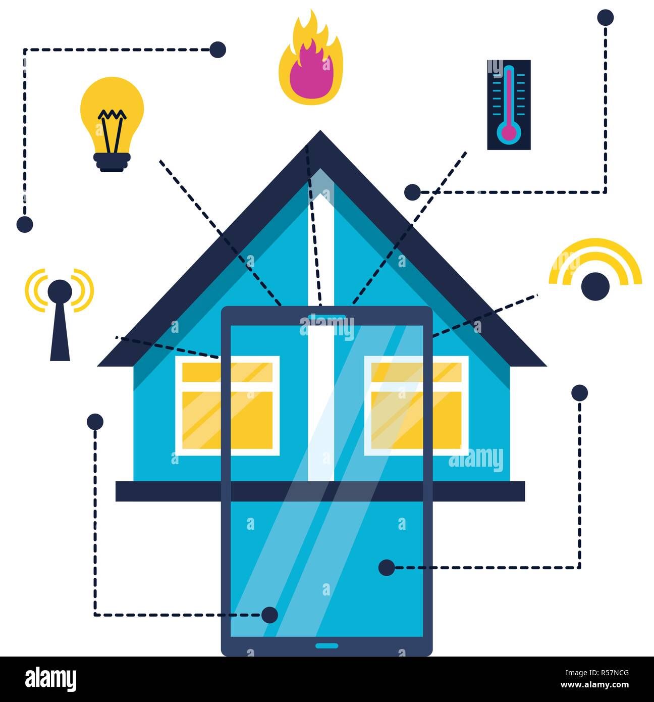 smart home smartphone monitoring control app vector illustration Stock ...