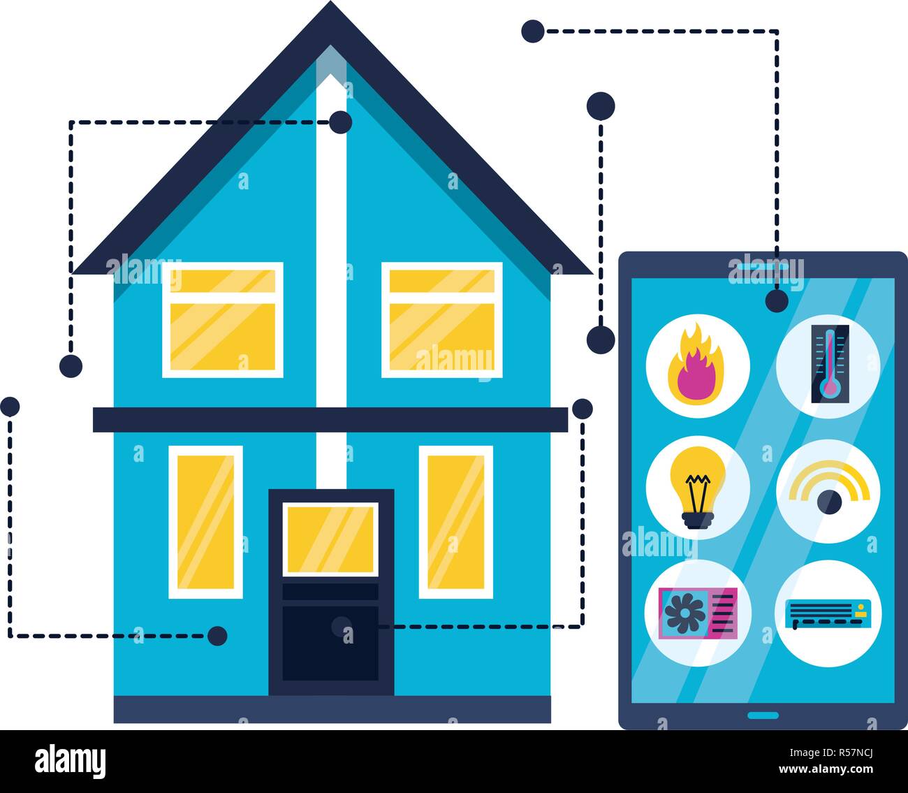 smart home smartphone monitoring control app vector illustration Stock ...